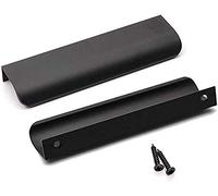 goldenwarm Lot de 2 Poignee de Meuble Cuisine Invisible Noir -LS7027BK128 Poignée Cuisine Noir Mat en Alliage d'Aluminium Poignée Meuble Entraxe 128mm