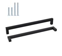 goldenwarm Lot de 25 poignée de meuble cuisine noir poignée cuisine Poignee de Meuble Cuisine Poignee de Porte Interieur Noir Poignées Meuble Poignée Inox Poignée Entraxe 288mm