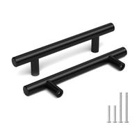 goldenwarm Lot de 25 Poignées Meuble Noires Poignées de Porte Cuisine Noires -LS201BK96 Poignées de Meuble Cuisine Noires Solide avec Finition Mate en Acier Inoxydable Entraxe 96mm