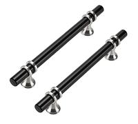 goldenwarm Lot de 5 Poignée Placard Cuisine Poignee de Meuble Cuisine 128mm -LS6852BK&SNB128 Poignée Noir et Argent en Alliage d'Aluminium