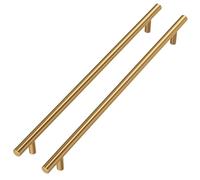 Goldenwarm Lot de 5 Poignée Placard Laiton Poignée Dorée Poignee de Meuble Cuisine Dore -LS201GD256 Laiton Brossé Poignée Tiroir Laiton en Acier Inoxydable Entraxe 224mm