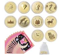 GOLDEROC Lot de 10 pièces de monnaie de fée des dents avec différents motifs et 10 certificats de fée des dents - Cadeaux pour filles et garçons - Cadeaux souvenirs pour enfants