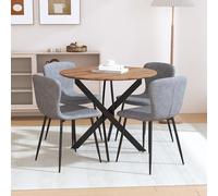 GOLDFAN Ensemble Table Ronde et 4 Chaises Vintage Table en Bois avec 4 Chaises en Velours Rétro de Cuisine Rond 2-4 Personnes Salle Manger 80cm