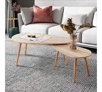 GOLDFAN Table Basse Gigogne Triangle Design Scandinave, Lot de 2 Table Gigogne Bois, Brun Clair