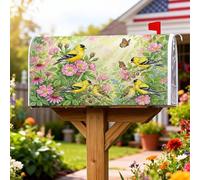 Goldfinch Couverture magnétique de boîte aux lettres pour décoration de pelouse, motif papillon et fleurs de pêche, 53,3 x 64,9 cm