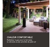 Goldflame chauffages de terrasse à gaz 11,2 kW verre trempé mobile en acier inoxydable
