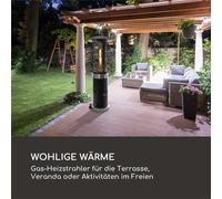 Goldflame Deluxe Chauffe-terrasse 36 000 BTU/11 kW Verre trempé Mobile Acier inoxydable noir