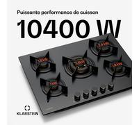 Klarstein Goldflame Nano Plaque de Cuisson Gaz, 5 Brûleurs Laiton, 10.4kW, 70cm, Revêtement Nano, Allumage Automatique, Sécurité Flamme, Kit Conversion GN/GPL, Plaque Gaz Cuisine