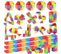 GOLDGE 15 pièces Serpent Magique, Mini Magic Snake Cube, Puzzle Cube Enfant Casse-Tête, Mini Twist Puzzle Twisty Toy pour Enfants et Adultes, Jouets Arc-en-Ciel, Idées Cadeau Anniversaire Enfants