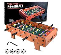 GOLDGE Football Balilla, Billard en bois avec pieds de table, football de table pour enfants et adolescents avec 4 ballons de football, 50,5 x 24,5 x 15 cm
