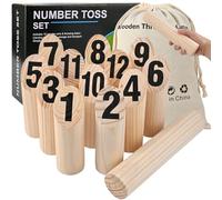 GOLDGE Kubb Jeu Viking Chiffres Jeu d'échecs Viking Jeu de lancer Jeu en bois Jeu d'échecs Viking pour enfants et adultes Jeux d'extérieur