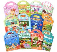 GOLDGE Lot de 12 Livres d’Autocollants Réutilisables 600+ 3D, Livre Gommettes Enfants 2 3 4 Ans, Activité Autocollant, Livres d'activités Pour Garçons Filles, Jouets Éducatifs, Cadeaux d’Anniversaire