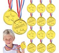 Goldge Lot de 12 médailles gagnantes en plastique doré pour fête, sport, prix