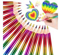 GOLDGE Lot de 16 crayons de couleur arc-en-ciel pour enfants, 4 en 1, crayons arc-en-ciel, crayons pour enfants, crayons de couleur pour l'art, le dessin, les croquis, la coloration, les cadeaux