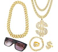 GOLDGE Lot de 6 chaînes dollar dorées