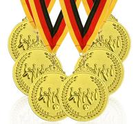 GOLDGE Lot de 6 médailles de bowling pour anniversaire d'enfant en alliage de zinc 50 mm - Petit cadeau de bowling avec bande en nylon tricolore et logo de bowling pour enfants - Cadeau de bowling