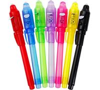 GOLDGE Lot de 7 stylos secrets UV secrets pour enfants - Écriture invisible - Lisible par la lumière
