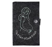 Goldi-Design Étui pour carnet de maternité - Silhouette debout - En feutre anthracite - Avec compartiments supplémentaires et languette avec bouton pression, anthracite, Mutter-Kind-Pass Hülle
