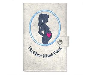 Goldi-Design Housse de passeport mère et enfant en feutre avec compartiments supplémentaires et languette avec bouton pression, Blanc chiné., Moderne