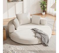 Goldicoo Canapé-lit pliable multifonction Boneless Canapé ovale en velours côtelé 173 x 176 cm avec 3 coussins Beige clair pour salon et chambre à coucher