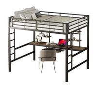 GoldiCoo Lit mezzanine, 140 x 200 cm, en métal, avec bureau, pour enfants, adolescents, adultes, échelle, étagère