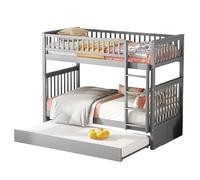 Goldicoo Lit superposé, 90 x 200 cm, pour 2 enfants, avec lit gigogne, lit mezzanine avec échelle, bois