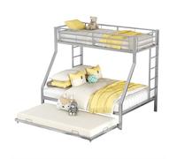 Goldicoo Lit superposé, en métal, pour 2 enfants, 90 x 200 cm et 140 x 200 cm, avec lit gigogne 90 x 190 cm, échelle stable, lit pour enfant, adolescent