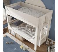Goldicoo Lit superposé séparable, 90 x 200 cm, blanc, en bois et métal, design en forme de traîneau, avec échelle flexible, 214 x 95 x 150 cm