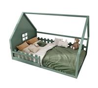 Goldicoo Montessori Lit de maison 140 x 200 cm - Lit enfant en bois avec protection anti-chute et sommier à lattes
