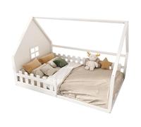 Goldicoo Montessori Lit de maison 140 x 200 cm - Lit enfant en bois avec protection anti-chute et sommier à lattes