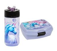 Goldkids - Ensemble boîte à sandwich et gourde pour enfants - Sans BPA - Gourde anti-fuite de 330 ml - Boîte à déjeuner - Motif licorne