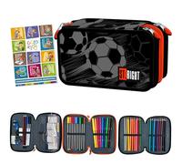 Goldkids - Trousse à 3 compartiments - Trousse pour filles et garçons - Trousse à 3 compartiments - Trousse d'écolier remplie - Trousse scolaire et cahier de devoirs, Classic Ball, xl, Classique