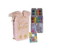 Goldkids - Trousse à 3 compartiments - Trousse pour filles et garçons - Trousse à 3 compartiments - Trousse remplie - Trousse d'écolier et cahier de devoirs, Lapin en peluche, 3-fähig, Trousse à