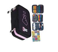 Goldkids - Trousse à 3 compartiments - Trousse pour filles et garçons - Trousse à 3 compartiments - Trousse remplie - Trousse d'écolier et cahier de devoirs, Amour, 3-fähig, Trousse à crayons