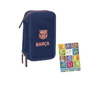 Goldkids - Trousse à 3 compartiments - Trousse pour filles et garçons - Trousse à 3 compartiments - Trousse d'écolier remplie - Trousse d'écolier et cahier de devoirs - FC Barcelone