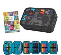 Goldkids - Trousse à 3 compartiments - Trousse pour filles et garçons - Trousse à 3 compartiments - Trousse d'écolier remplie - Trousse scolaire et cahier de devoirs, Mickey, xl, Classique