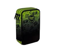 Goldkids - Trousse à 3 compartiments - Trousse pour filles et garçons - Trousse à 3 compartiments - Trousse d'écolier - Motif Game Over vert