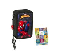 Goldkids - Trousse à 3 compartiments - Trousse pour filles et garçons - Trousse à 3 compartiments - Trousse d'écolier remplie - Trousse d'écolier et cahier de devoirs - Spiderman