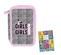 Goldkids - Trousse à 3 compartiments - Trousse pour filles et garçons - Trousse à 3 compartiments - Trousse d'écolier remplie, Imprimé 2, Trousse à crayons