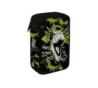 Goldkids - Trousse à 3 compartiments - Trousse pour filles et garçons - Trousse à 3 compartiments - Trousse d'écolier remplie - Motif dinosaure