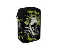 Goldkids - Trousse à 3 compartiments - Trousse pour filles et garçons - Trousse à 3 compartiments - Trousse d'écolier remplie - Motif dinosaure