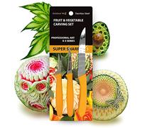 Goldleafking Lot de 3 couteaux de sculpture de fruits et légumes Super Sharp X-3 Series 2, 6,3 cm, manche orange de 11,4 cm | Outils de sculpture | Couteaux à découper