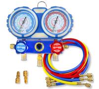 GOLDMAN SERVICE | Kit Manomètre Climatisation avec 3 Tuyaux de Recharge et Mesure de Gaz Réfrigérant Voiture AC | R410A R407C R32 R134a