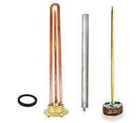 GOLDMAN SERVICE Kit Résistance Thermo Électrique Monobloc Fileté de 1¼ Pouces - Thermostat - Anode Magnésium - Joint. Pièce de rechange pour Chauffe-eau, Accumulateur Solaire, Chaudière (2000W)