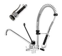 GOLDMAN SERVICE | Robinet gérontologique hygiénique coudé pour éviers de cuisines industrielles d'hôtellerie avec pulvérisateur pulvérisateur douche flexible extensible et mitigeur monocommande