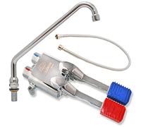 GOLDMAN SERVICE Set de robinet à pédale double mélangeur pour éviers industriels hôtellerie - Bec haut vertical rotatif - Tuyau de plomberie