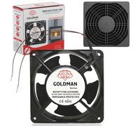 GOLDMAN SERVICE | Ventilateur Axial Haute Température avec Grille et Filtre pour Insert de Cheminée | Silence & Lames Métalliques Puissantes | Dimensions : 120×120×38 mm (23 W)