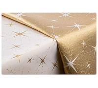 GOLDMAR : Nappe de Noël élégante double face, résistante aux taches, facile à nettoyer pour la fête de Noël, dîner des fêtes !!!!! (Ronde 150 cm Motif doré 13s)