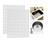 Goldmeet Lot de 2 Tapis évier Cuisine en PVC Découpables avec Ciseaux, Tapis d'évier en Céramique/Acier Inoxydable avec Design à Drainage Rapide, Tapis Egouttoir Vaisselle 30 x 40 cm (Transparent)