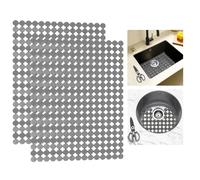 Goldmeet Lot de 2 Tapis évier Cuisine en PVC Découpables avec Ciseaux, Tapis d'évier en Céramique/Acier Inoxydable avec Design à Drainage Rapide, Tapis Egouttoir Vaisselle 30 x 40 cm (gris)